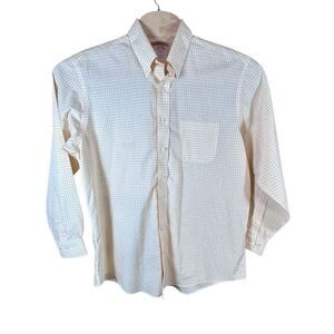 Brooks Brothers Double Grid Yellow and White 16.5 4/5 Long Sleeve